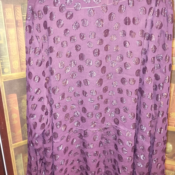 Lane Bryant size 26/28 plum purple sheer Long sleeve button down blouse - Picture 2 of 5